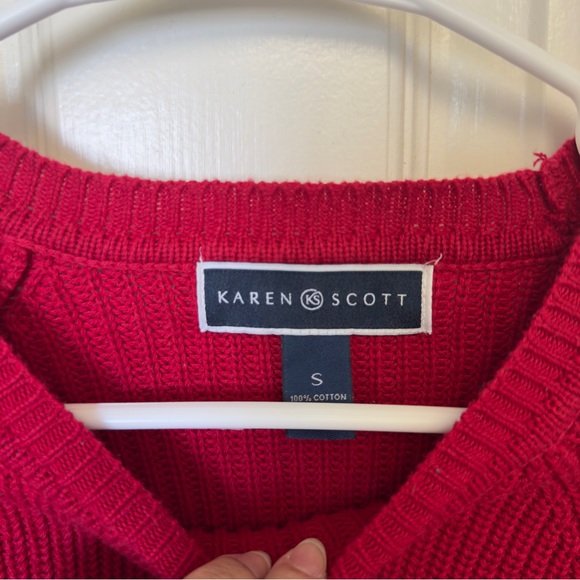 Karen Scott Red Knit Sweater - Picture 3 of 4